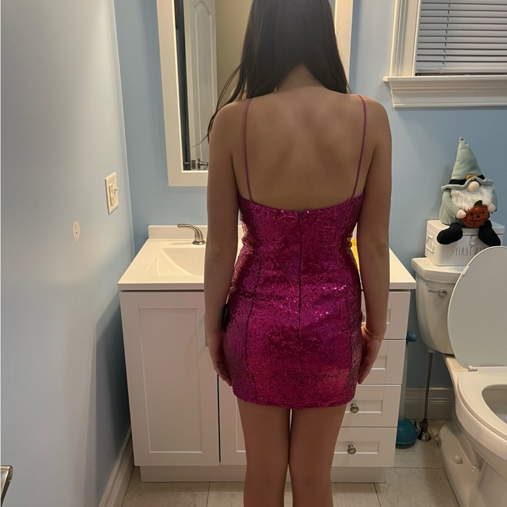 lulus pink sparkly dress used once